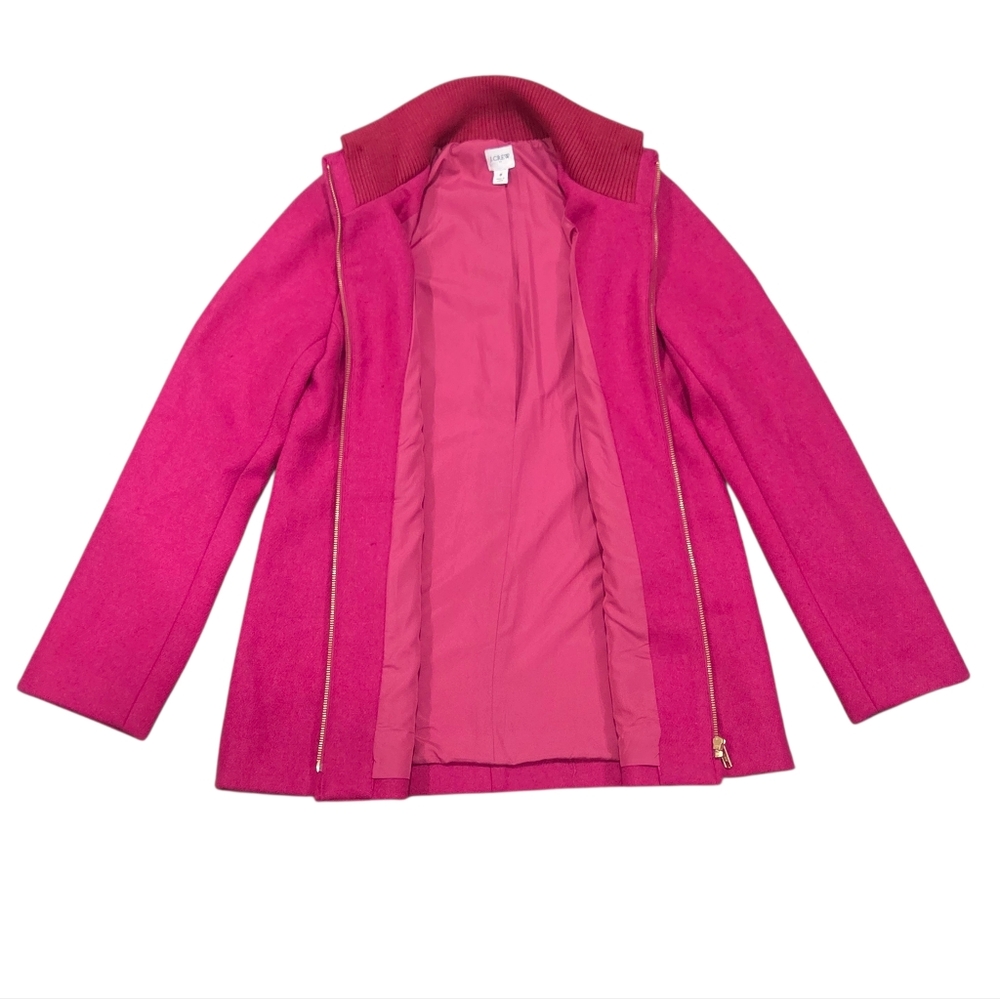 J Crew Wool Coat Wool Village Coat Classic Tailored Fuschia Pink Size 8 - Picture 8 of 11